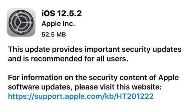 九台苹果手机维修分享iOS12.5.2发布，建议所有老苹果用户安装 